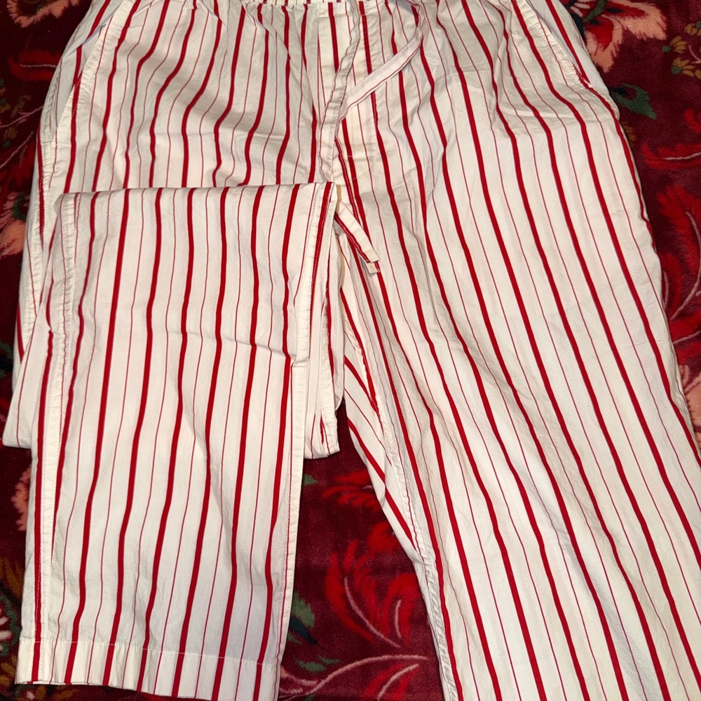 J. Crew White and Red Striped Wide-Leg Pants